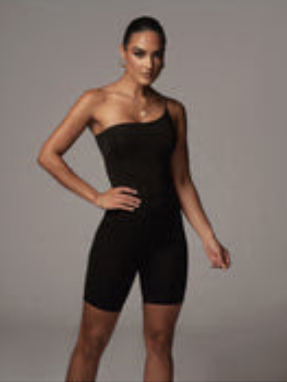 JLUXLABEL Basix Black One Strap Tank Top